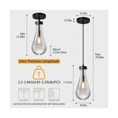 Raindrop Pendant Lights Kitchen Island Set of 3 Teardrop Black Hanging Light …