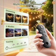 27-96FT Solar String Lights Outdoor LED Bulbs Waterproof Dimmable Patio Decor