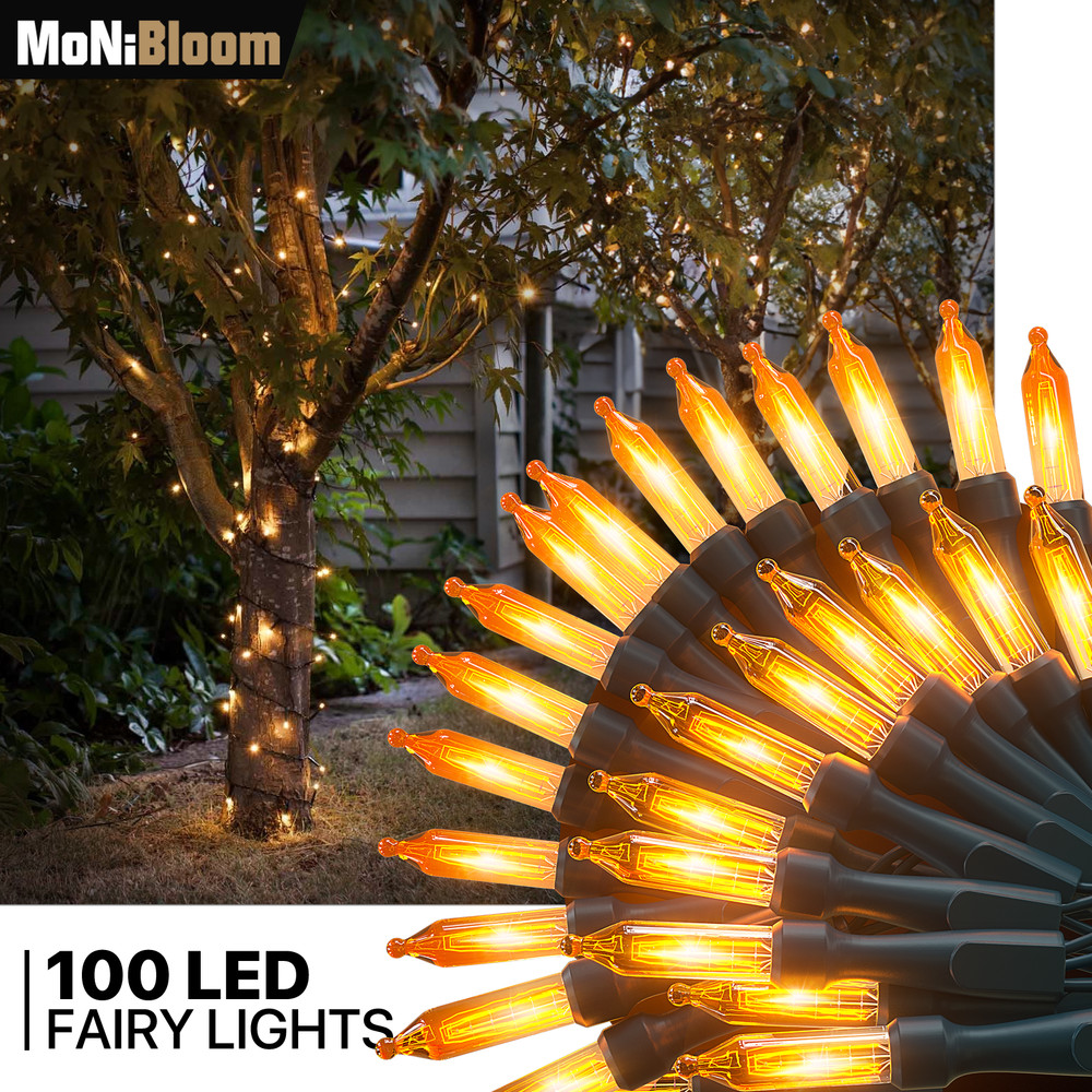 Plug In 100 LED String Light Rainproof Halloween Fairy Light w/8 Mode Controller