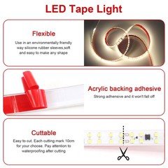 pcningled LED Strip Lights AC 110V 120V 9.84ft/3m Outdoor Lights Waterproof IP65