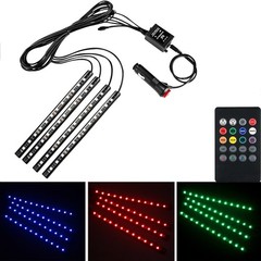 Car RGB 48 LED Light Strip Interior Atmosphere Neon Lamp Remote Control for Car