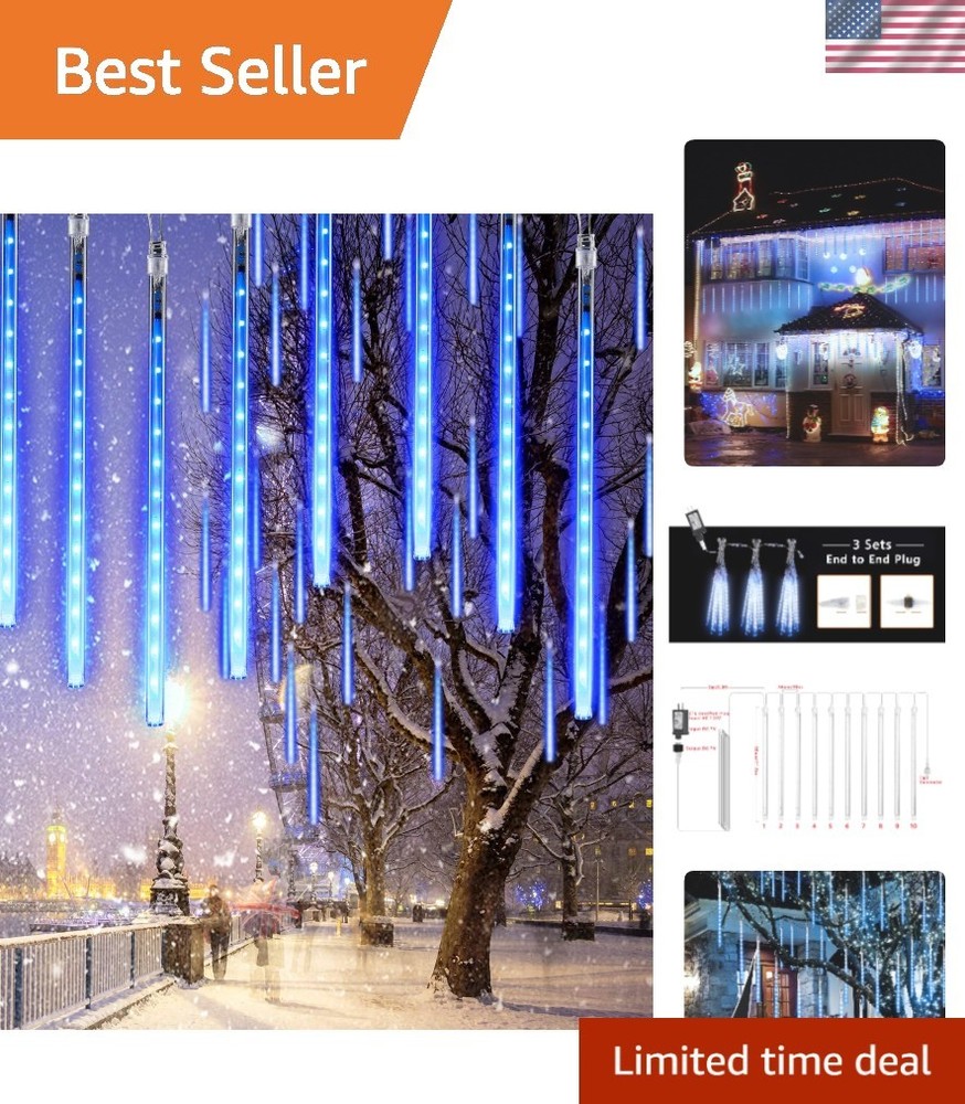Blue 10 Tubes 240 LED Raindrop Lights Meteor Shower Icicle Lights-Cascading Rain