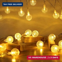 Merdeco 10FT 20 LED Globe String Lights Plug In Indoor Outdoor Warm White Decor