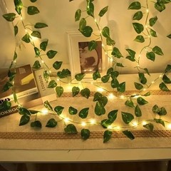 Green Leaf LED String Lights 2M Battery Operated Garland Home Party Decor Set