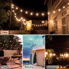 2 Pack X 27Ft Outdoor String Lights, S14 LED, IP65 Waterproof, Connectable, Warm