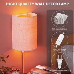 OCATO Plug in Wall Sconces Set of Two: Wall Light Wall Lamp with On/Off Switc…