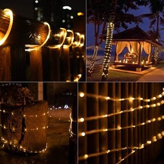 Led Solar Powered Rope Fairy String Strip Lights Waterproof For Outdoor Garden
