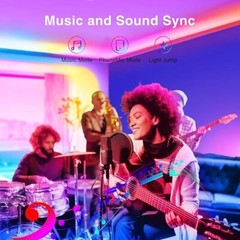 100ft Bluetooth RGB Color Change LED Strip Lights Music Sync, APP/Remote Control