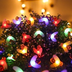 50 LED Solar Powered Bee String Lights Outdoor Yard Garden Decor Waterproof Lamp