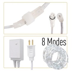 20FT 8-Mode LED Rope Light Outdoor Waterproof Lighting, Cool White