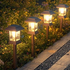 6Pack Solar Pathway Lights Outdoor Waterproof IP65, Brown Solar Lights Outdoo…