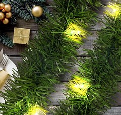 WATERGLIDE 49FT Lighted Christmas Green Garland with 100 Count Clear Lights