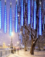Blue 10 Tubes 240 LED Raindrop Lights Meteor Shower Icicle Lights-Cascading Rain