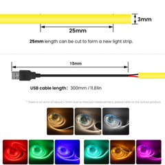 3mm 5V COB LED Strip Light Flexible 400Led/m High Density USB COB Led Tape Light
