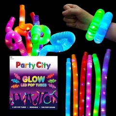 Multicolor LED Pop Tubes 25″ 6 Pack Glow in the Dark Sensory Toys for Kids