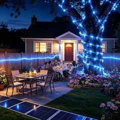 Solar LED Rope Lights Outdoor Waterproof Solar Powered String Lights Garden Pati