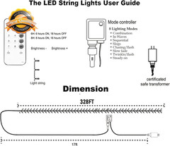 Outdoor Christmas String Lights, 1000 LED 328 FT Plug in Fairy Light with Remote