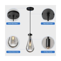 Raindrop Pendant Lights Kitchen Island Set of 3 Teardrop Black Hanging Light …