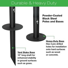 EXCELLO GLOBAL PRODUCTS Bistro String Light Poles – 4 Pack – Extends to 10 Fe…
