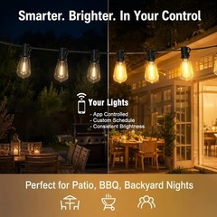 Outdoor String Lights Patio LED Light Outside 50Ft 15M Waterproof Remote