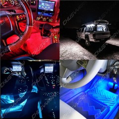 4PCS RGB Car LED Light Strip Interior Atmosphere Lamp Remote Control For Cars US