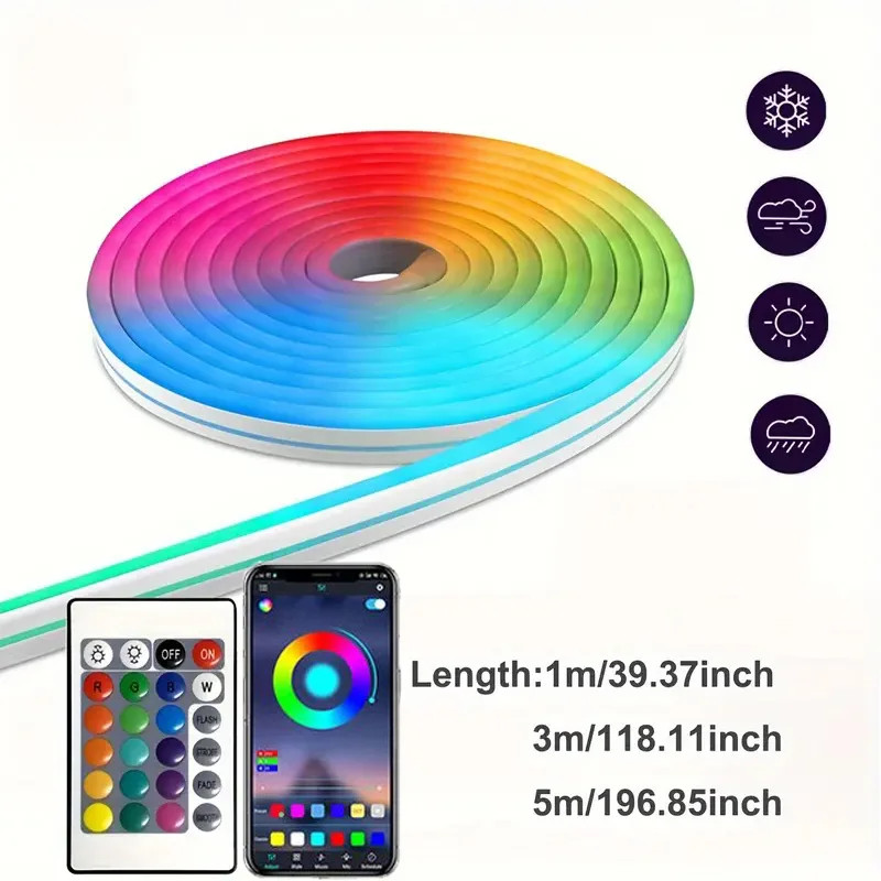 USB RGB Neon LED Strip WiFi Tuya Smart Life Alexa Game Room Light 5V
