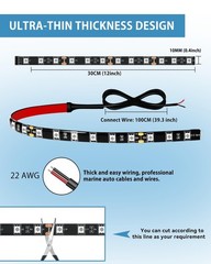 Car Led Strip Lights 12″ Connectable Amber LEDs Light Strips for Cars Motorcy…