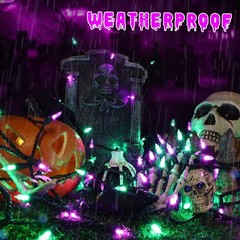 Purple & Green Halloween Lights, 33ft 100 LED Halloween String Lights, 120V …