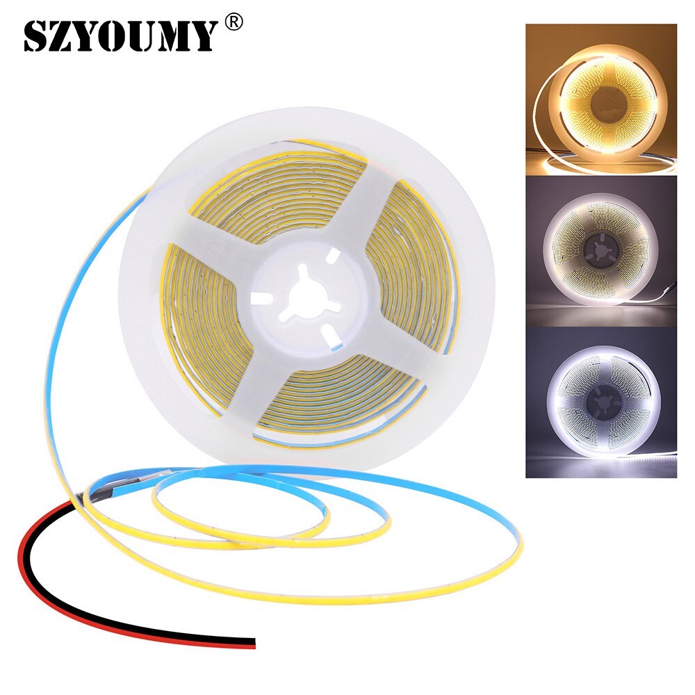 Super Thin 5mm COB LED Strip 12V 24V Flexible Dimmable LED Tape For Home Room