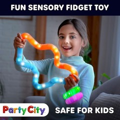 Multicolor LED Pop Tubes 25″ 6 Pack Glow in the Dark Sensory Toys for Kids