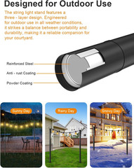 4 Pack String Light Poles for Outside, Thickened Metal Christmas Lights Hanger P