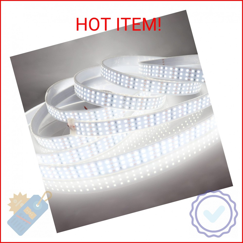 LEDENET 16.4Ft Super Bright Triple Row LED Strip Lights, Daylight White 6000K DC