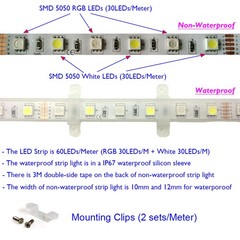 Bluetooth RGB+W 60M 50M 40M 30M 20M 10M RGBW LED Strip Light Waterproof 12V PSU