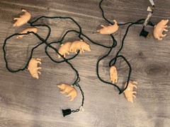 Pig Shaped Orange Animal String Lights, Wall Plug-In, 10 Lights, Plastic