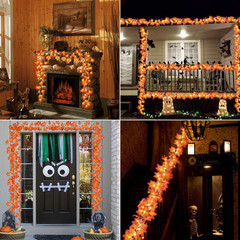 50 LED 16.4Ft Thanksgiving Decorations Fall Garland String Lights with Timer, Li