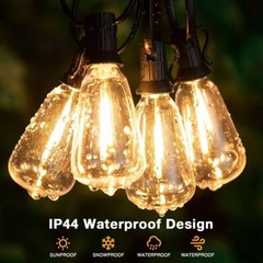 100Ft LED String Lights with 50pcs Shatterproof Bulbs for Outdoor Patio, Garden
