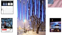 Blue 10 Tubes 240 LED Raindrop Lights Meteor Shower Icicle Lights-Cascading Rain