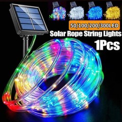 Solar 50-300LED Powered Fairy String Rope Strip Lights Outdoor Garden Patio