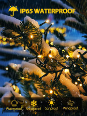 Outdoor Solar String Lights 200 LED 66FT Warm White with 8 Modes, IP65 Waterproo