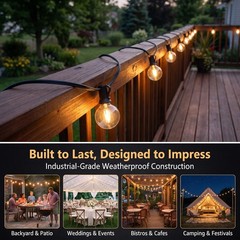 100FT Outdoor String Lights LED Patio Light Waterproof Shatterproof 51 G40 Bulbs