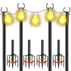 4 Pack 10Ft String Light Poles, Metal Poles with Fork for Outside Lights,Outd…