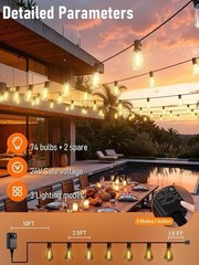 200FT Outdoor LED Hanging Lights for Patio＋Remote Waterproof Shatterproof 2700K