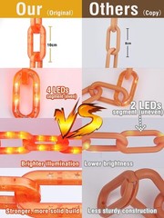 BATTERY HALLOWEEN CHAIN LIGHTS 10 FT 160 LED ORANGE TIMER YARD DECOR