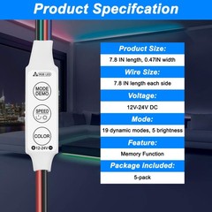 Mini Led RGB Controller 3 Keys Led Strip Light Brightness Dimmer Controller S…