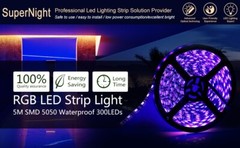 Waterproof 5M 5050 RGB 300 LED Strip Light Black PCB + 20Key IR Music Controller