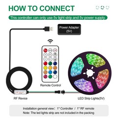DC 5V USB LED Controller 21-Key RF Wireless Remote 3-PIN WS2812 Strip Light