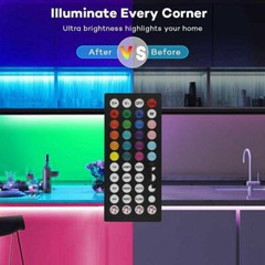 16.4 ft 65.6 ft LED Strip Lights 5050 Music Sync Bluetooth Remote Room Light Kit