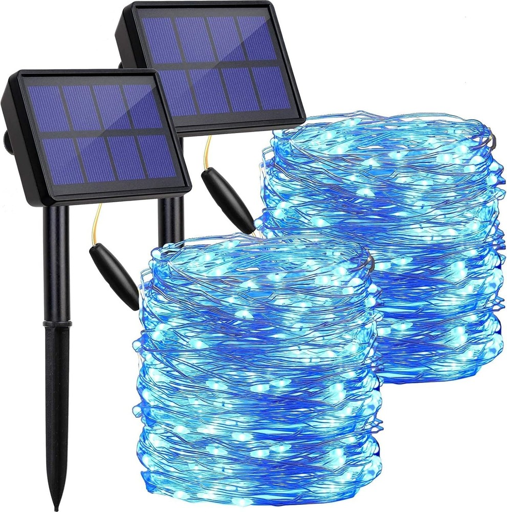 Solar String Lights Outdoor Waterproof, 2 Pack Each 72FT 200 LEDs Solar （Blue）