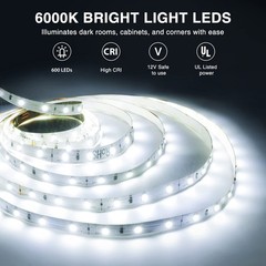 White LED Strip Lights, 32.8FT 6000K Super Bright Dimmable Tape Light Kit, 60…