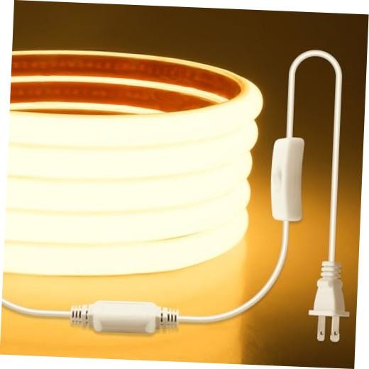 COB LED Strip Light 110V 120V 6FT LED Light Strip 3000K 6.56ft/2M Warm White